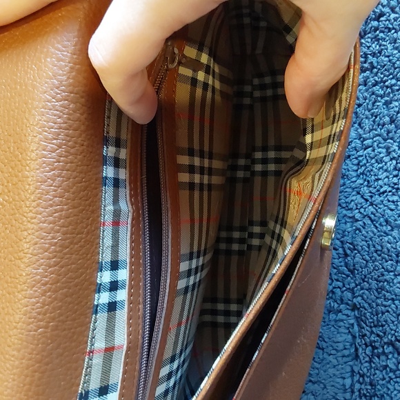 BURBERRYS Vintage Logo NOVA Check Crossbody Shoulder bag Leather Brown and gold - Picture 1 of 8